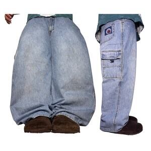 Y2k Bugle Boy BAGGY denim jeans mens Size 42x26 skater type ( Has Flaws )